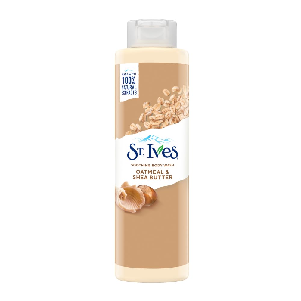 St. Ives Oatmeal & Shea Butter Body Wash, Soothing Body Care with 100% Natural Extracts, Moisturizing Body Soap, Daily Shower Gel Cleanser with Comforting Warm Fragrance, 22oz