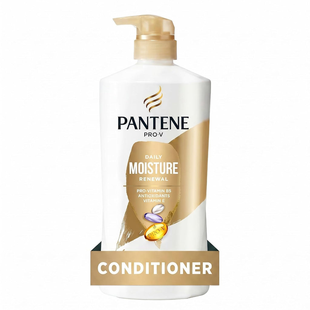 Pantene Conditioner, Daily Moisture Renewal with Vitamin E - Pro-V Nutrients for Dry, Color-Treated, Straight to Curly Hair, 72 Hour Hydration & Softness, Paraben Free, 25.1 Fl Oz