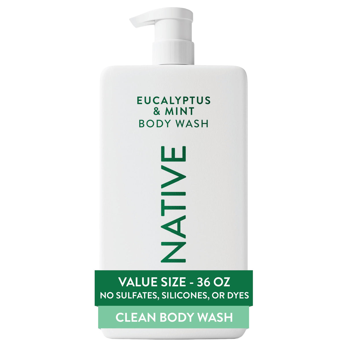 Native Clean Body Wash, Gentle & pH-balanced for Sensitive Skin, 24-Hr Freshness for Women & Men, Vegan & Cruelty-Free, Free of Sulfates, Parabens & Phthalates, Coconut & Vanilla, 36 oz