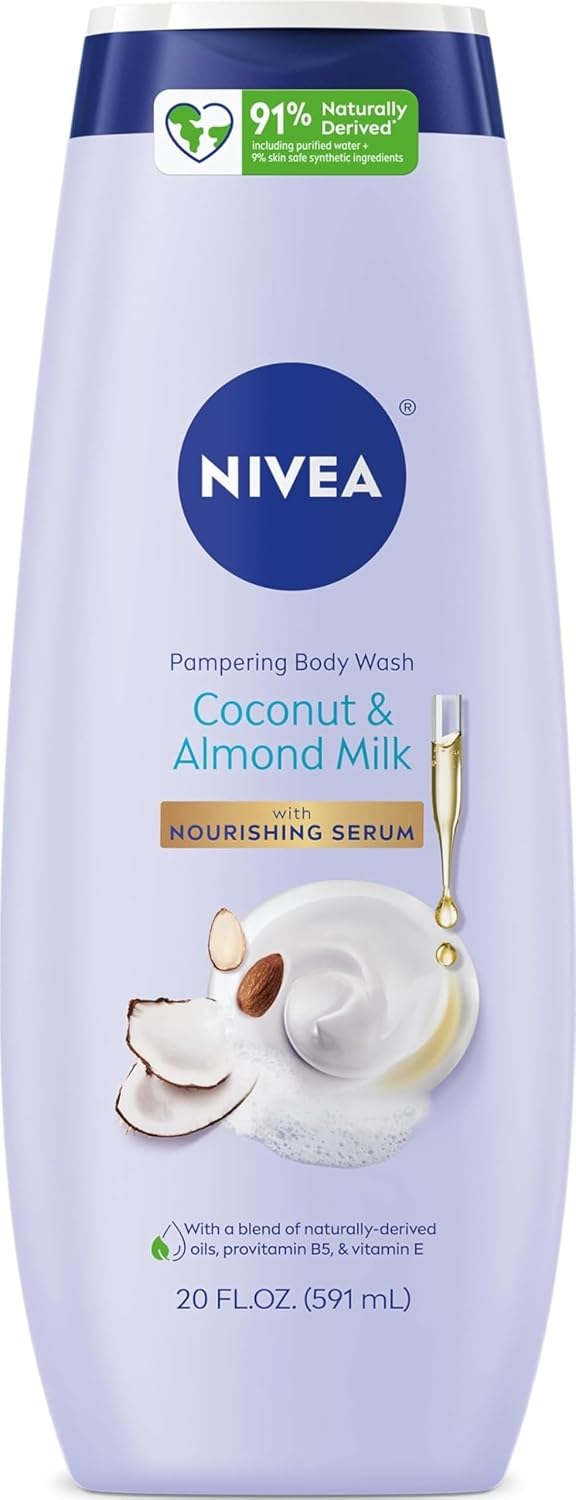 NIVEA Pampering Coconut and Almond Milk Body Wash, 20 FL OZ