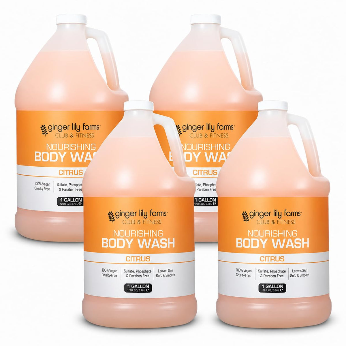 Ginger Lily Farms Club & Fitness Body Wash, 128oz, Fragrance Free