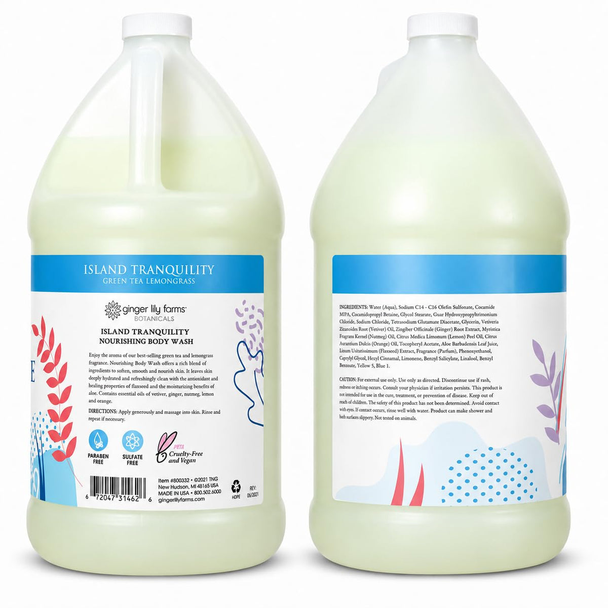 Ginger Lily Farms Botanicals Body Wash, 128oz, Island Tranquility