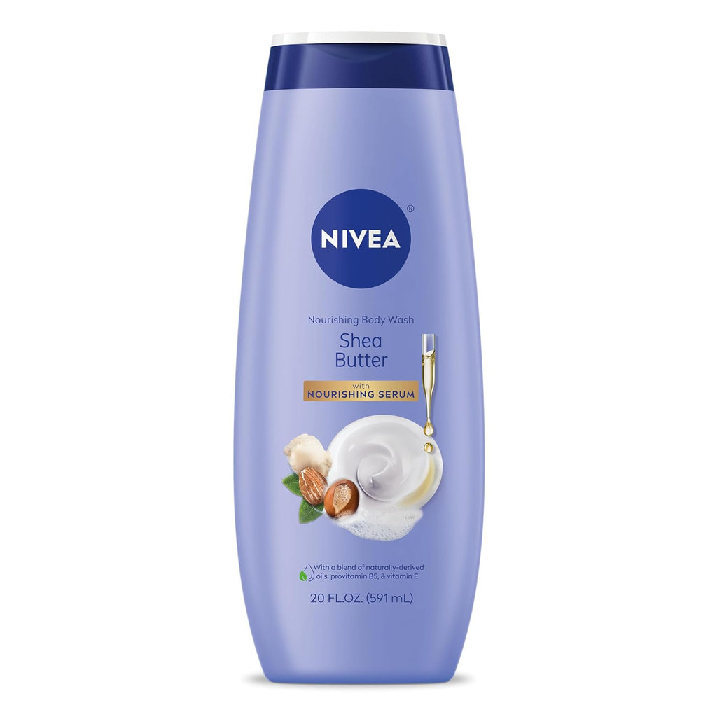 NIVEA Nourishing Shea Butter Body Wash, Nourishing Serum, 20 FL OZ