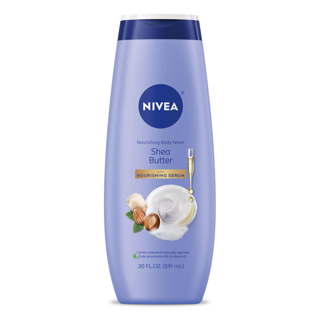 NIVEA Nourishing Shea Butter Body Wash, Nourishing Serum, 20 FL OZ