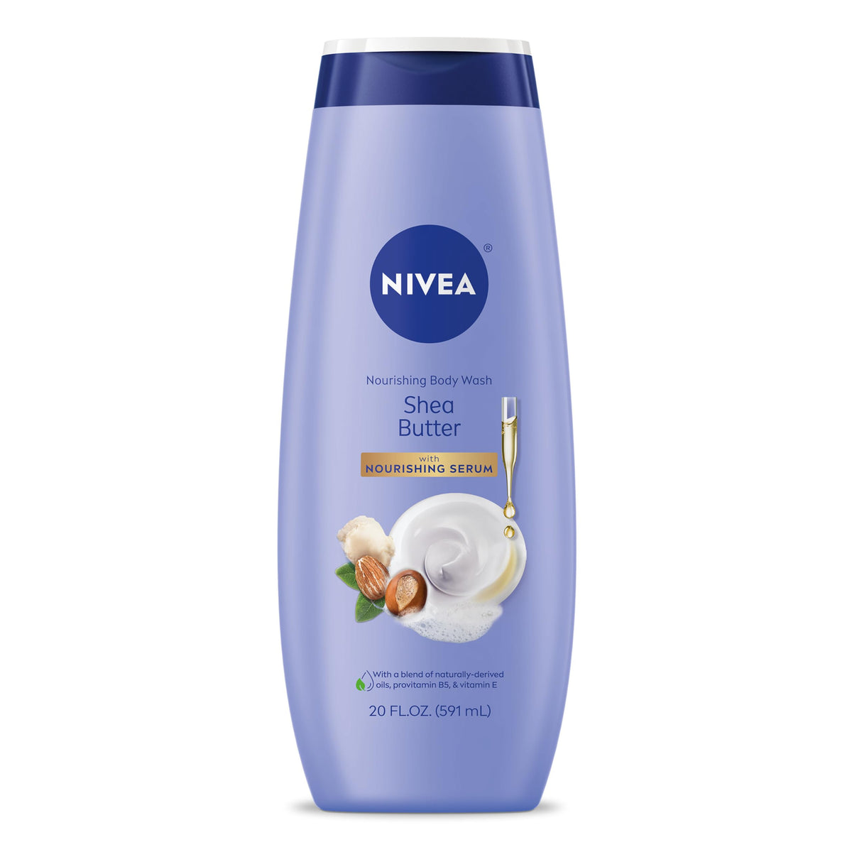 NIVEA Nourishing Shea Butter Body Wash, Nourishing Serum, 20 FL OZ