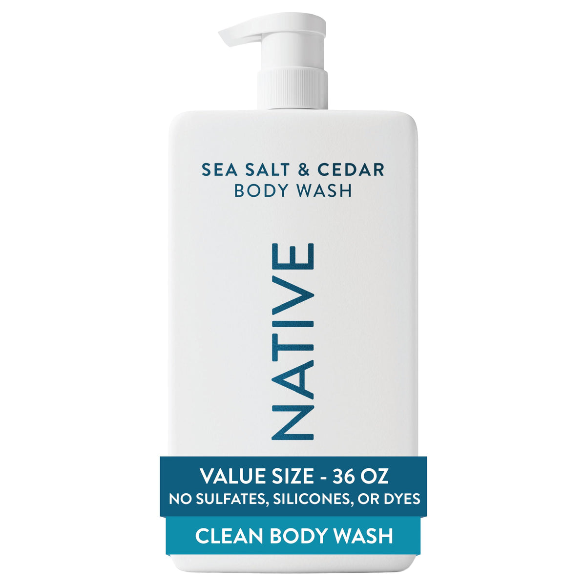 Native Clean Body Wash, Gentle & pH-balanced for Sensitive Skin, 24-Hr Freshness for Women & Men, Vegan & Cruelty-Free, Free of Sulfates, Parabens & Phthalates, Sweet Peach & Nectar, 36 oz
