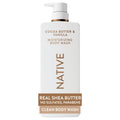 Native Moisturizing Body Wash, Clean & Gentle 24-Hour Hydration with Shea Butter, for Sensitive and Dry Skin, for Women & Men, Sulfate-free, Paraben-free, Cocoa Butter & Vanilla, 22 fl oz