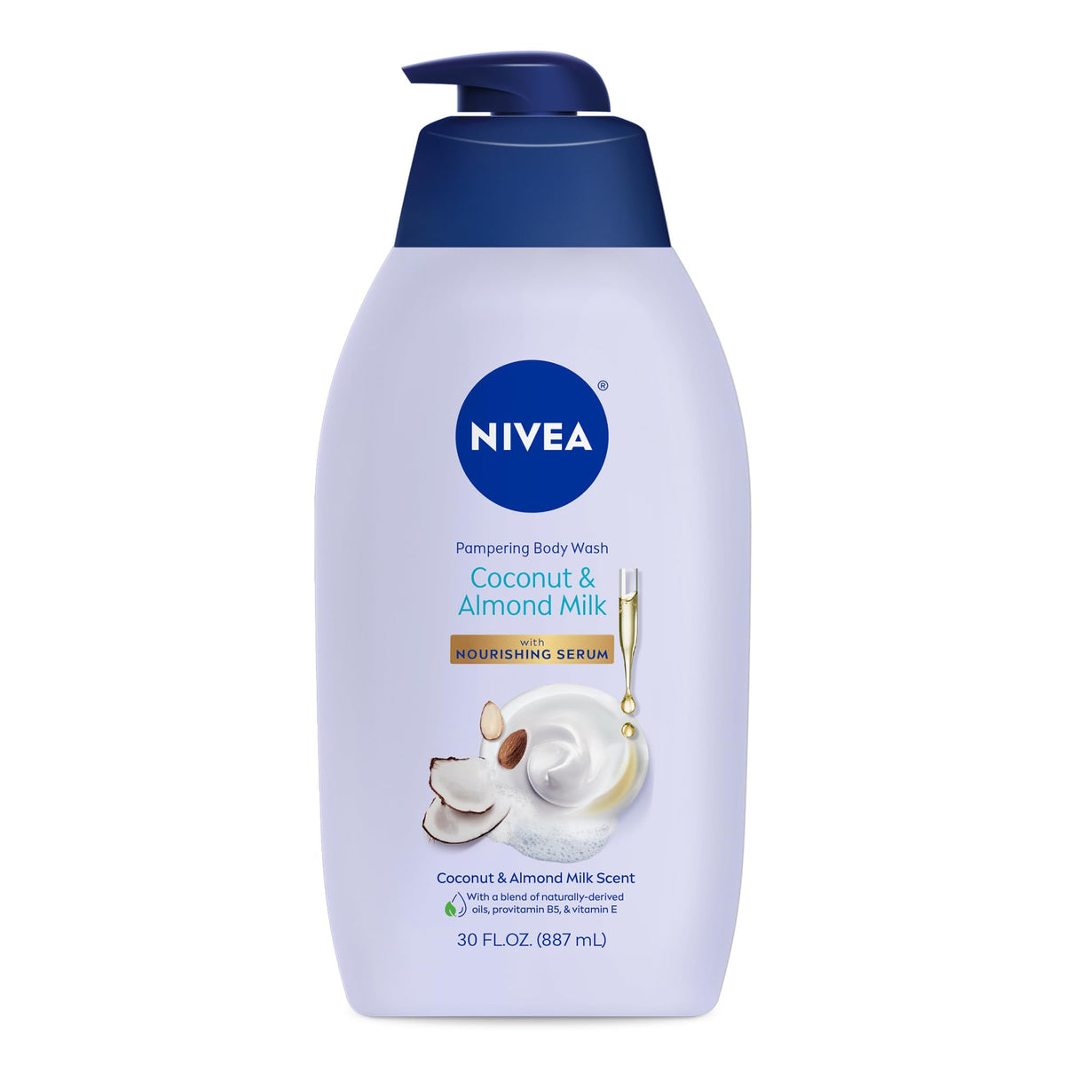 NIVEA Pampering Coconut and Almond Milk Body Wash, 20 FL OZ