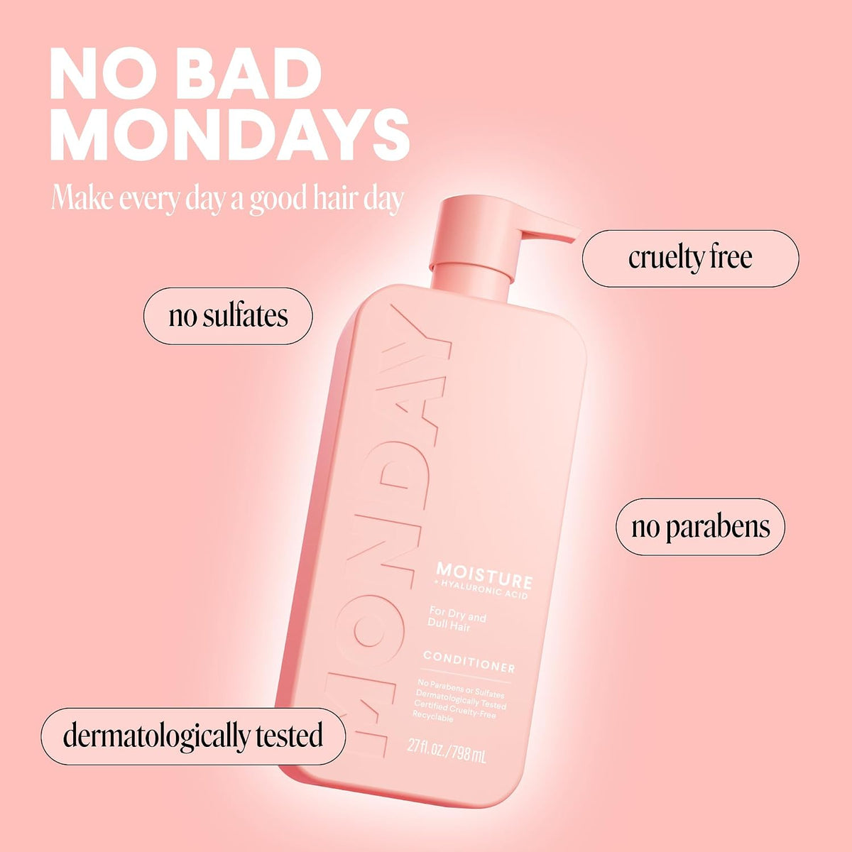 MONDAY Haircare MOISTURE Conditioner with Hyaluronic Acid, Coconut Oil & Shea Butter for Dry & Dull Hair 798 mL