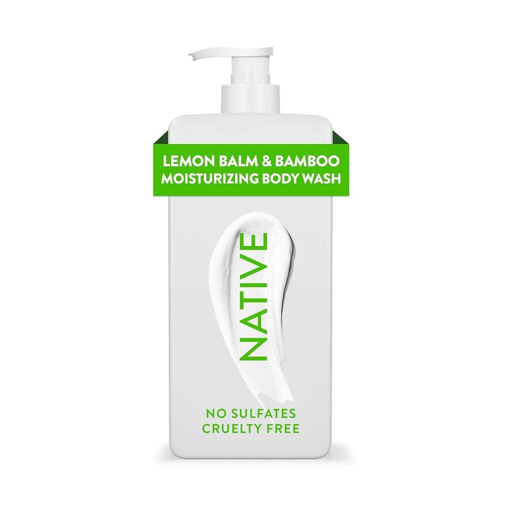 Native Moisturizing Body Wash Contains Naturally Derived Ingredients | For Women & Men, Sulfate, Paraben, & Dye Free Leaving Skin Soft and Hydrated | Lemon Balm & Bamboo 18 oz