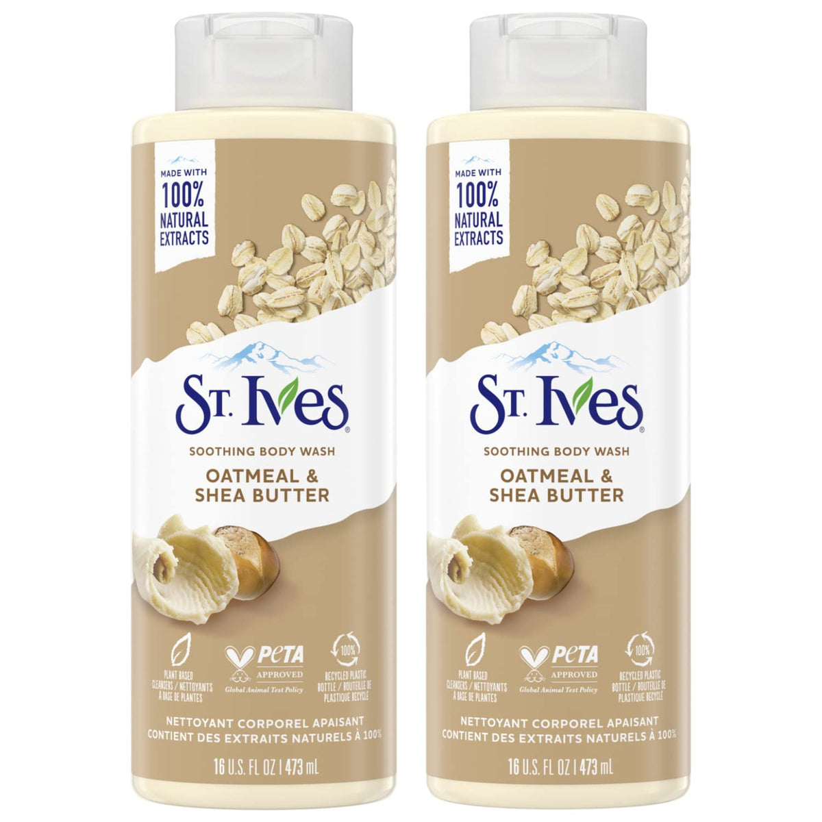 St. Ives Oatmeal & Shea Butter Body Wash, Soothing Body Care with 100% Natural Extracts, Moisturizing Body Soap, Daily Shower Gel Cleanser with Comforting Warm Fragrance, 22oz