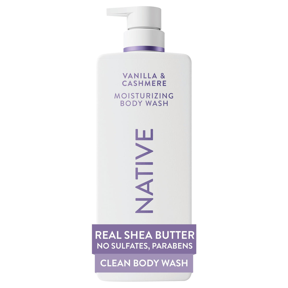 Native Moisturizing Body Wash, Clean & Gentle 24-Hour Hydration with Shea Butter, for Sensitive and Dry Skin, for Women & Men, Sulfate-free, Paraben-free, Cocoa Butter & Vanilla, 22 fl oz