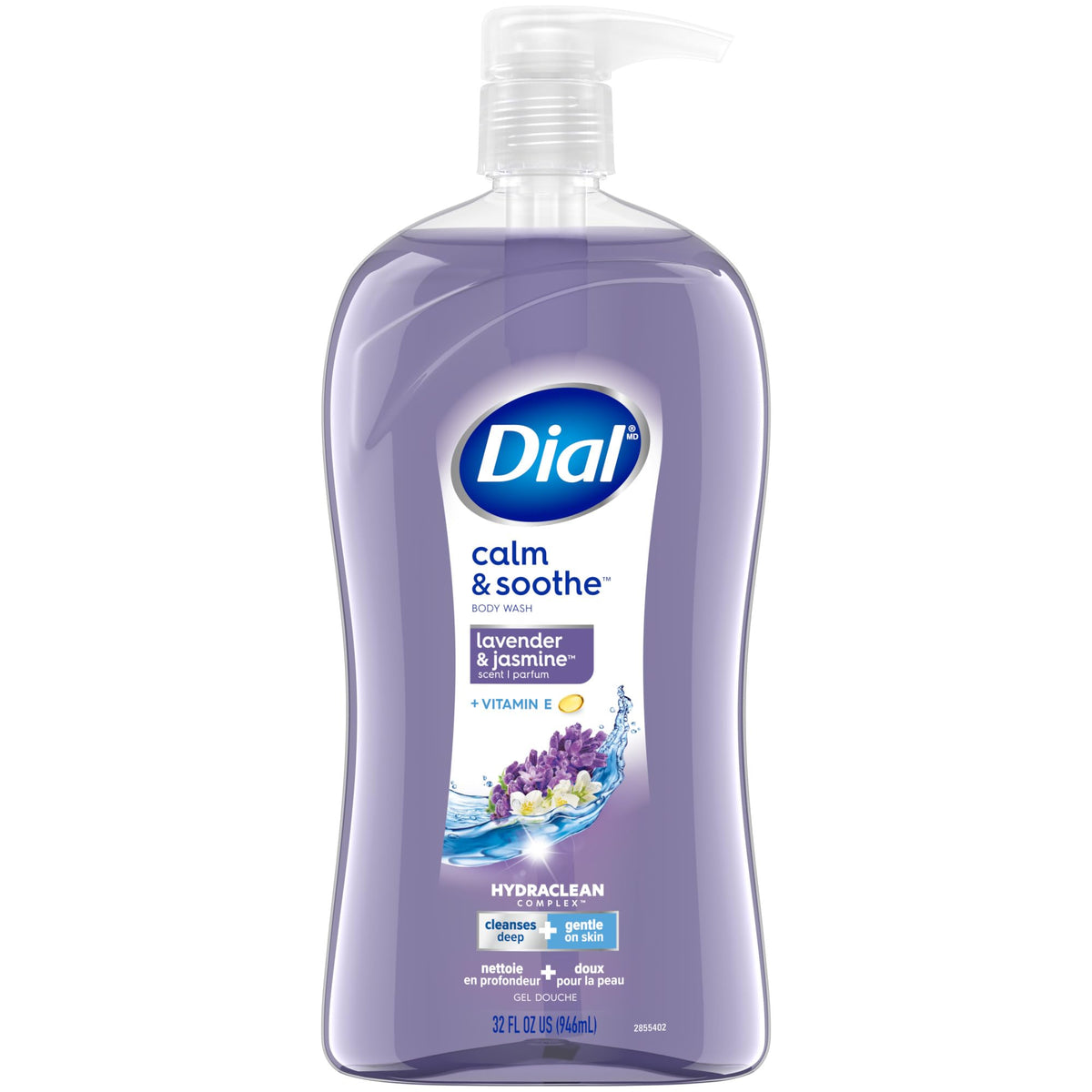 Dial Body Wash, Refresh & Renew Coconut Water, 32 Fl Oz, Hydraclean Complex & Vitamin E, Gentle, Leaves Skin Feeling Nourished, Dermatologist-Tested, No Parabens & Sulfates