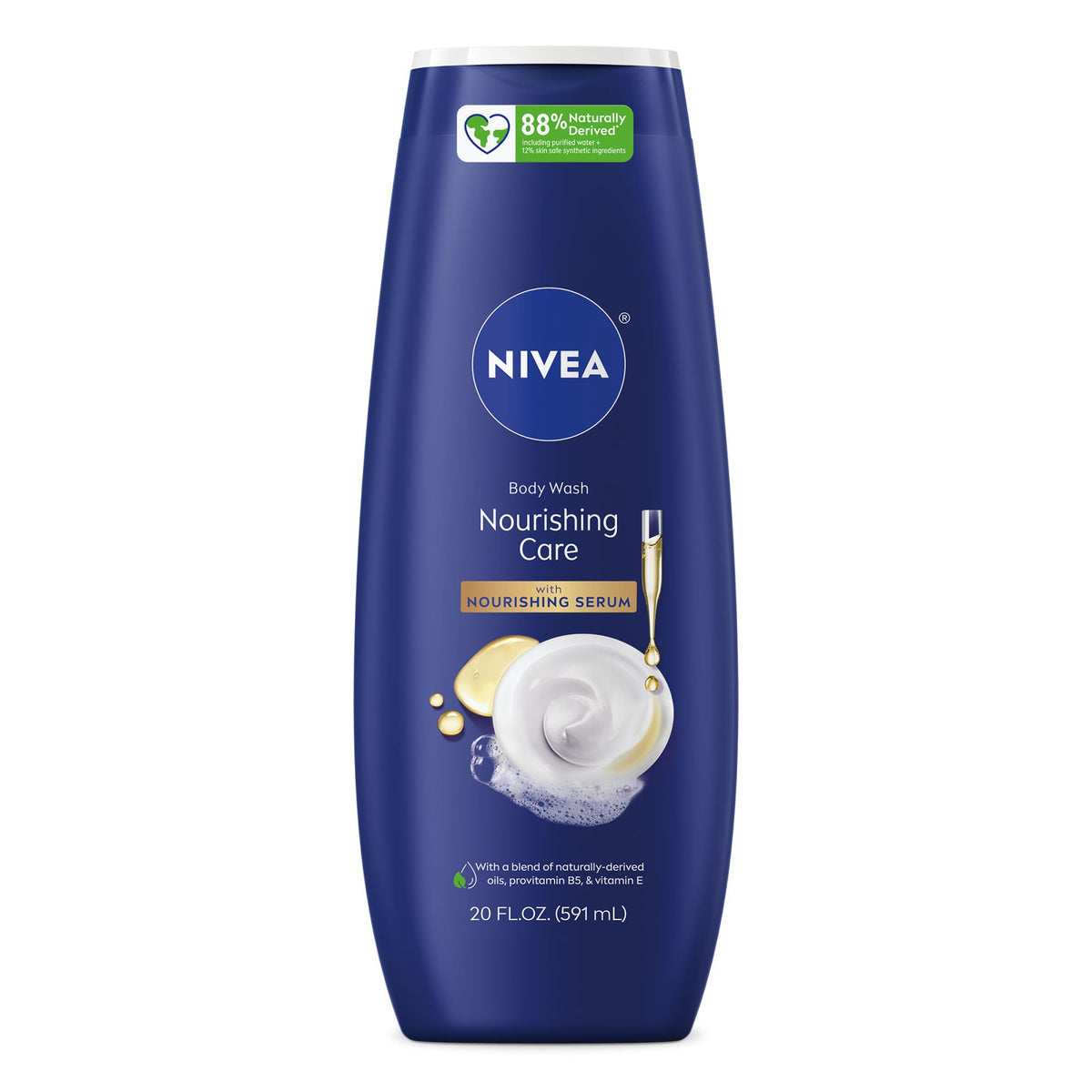 NIVEA Nourishing Shea Butter Body Wash, Nourishing Serum, 20 FL OZ
