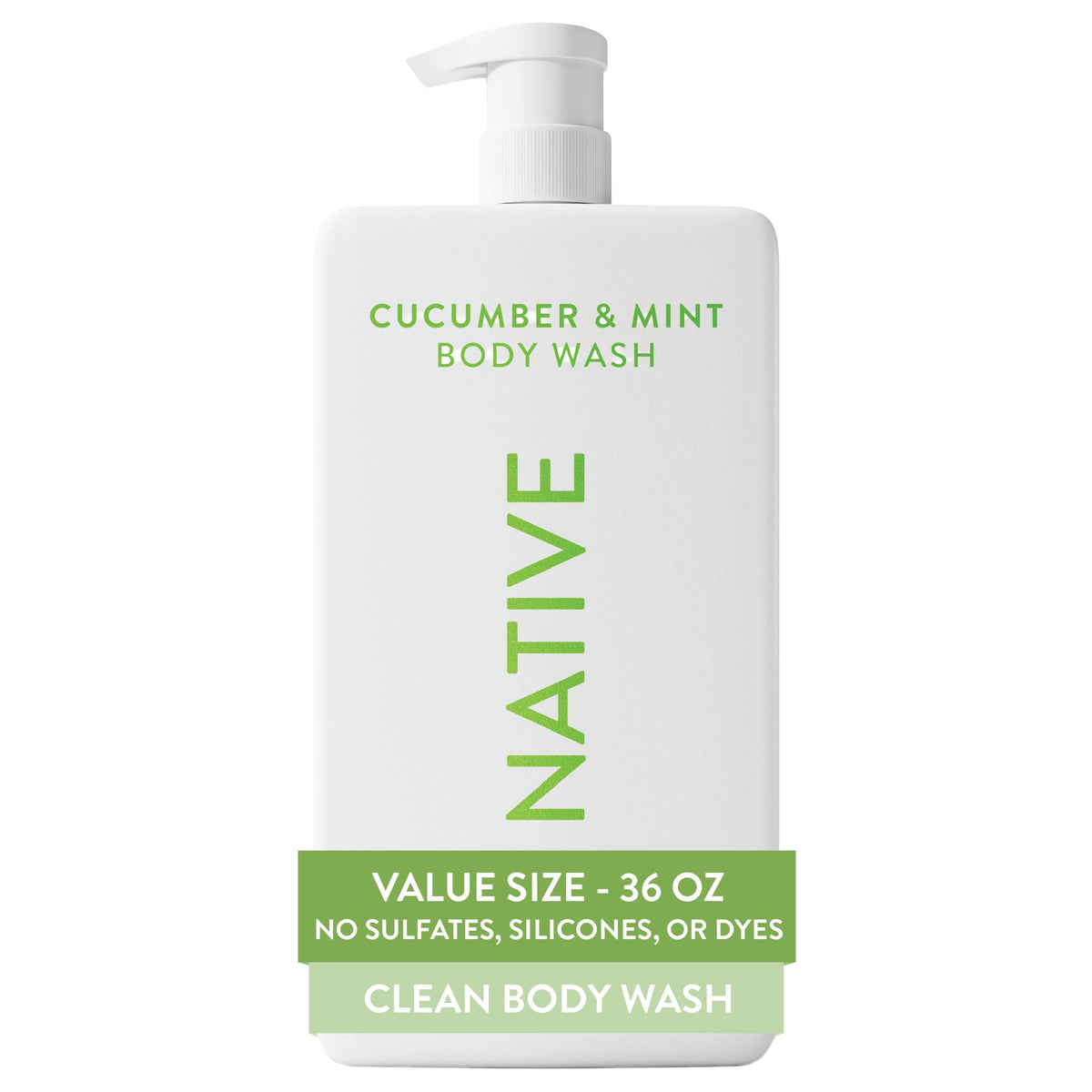 Native Clean Body Wash, Gentle & pH-balanced for Sensitive Skin, 24-Hr Freshness for Women & Men, Vegan & Cruelty-Free, Free of Sulfates, Parabens & Phthalates, Cashmere & Rain, 36 oz