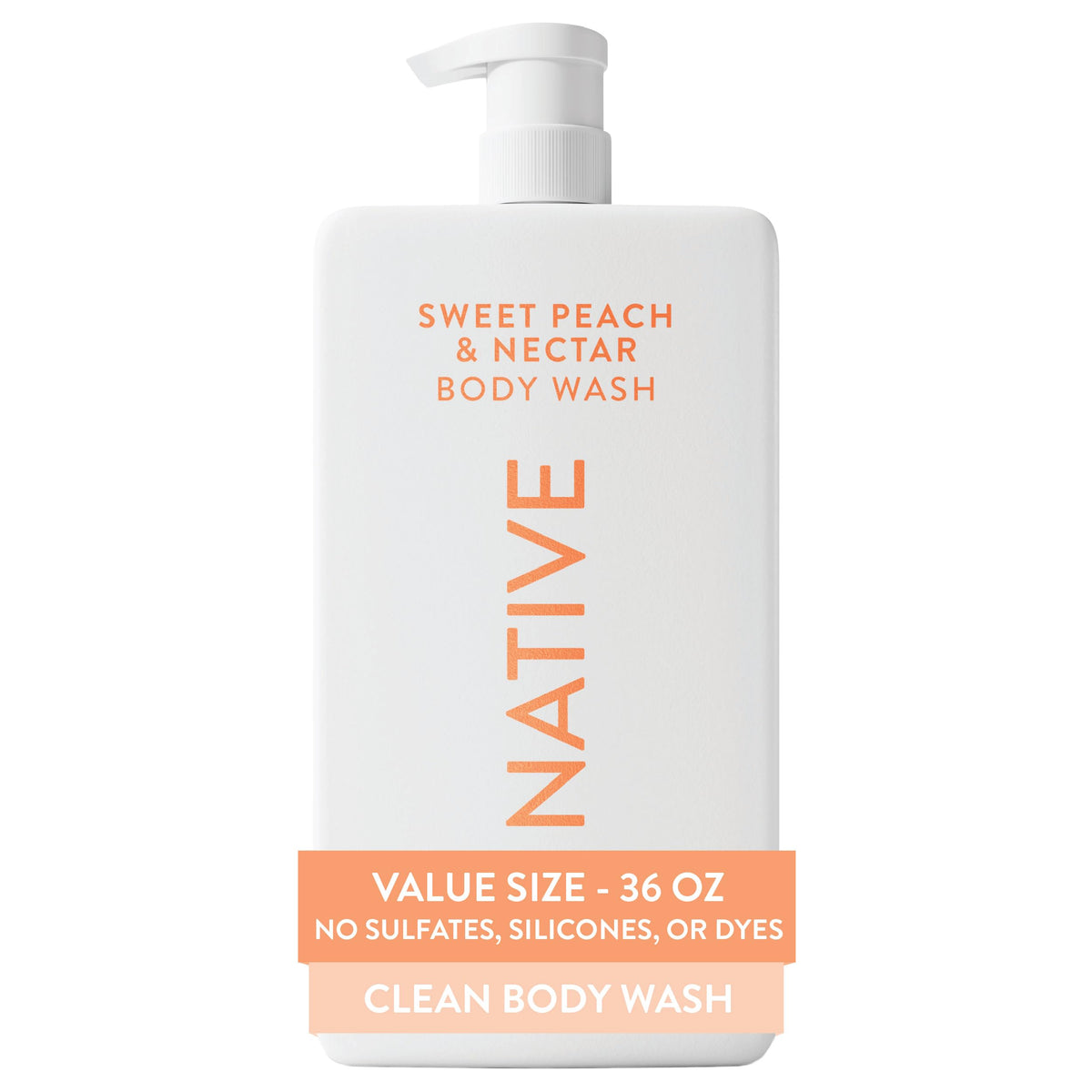 Native Clean Body Wash, Gentle & pH-balanced for Sensitive Skin, 24-Hr Freshness for Women & Men, Vegan & Cruelty-Free, Free of Sulfates, Parabens & Phthalates, Sandalwood & Shea Butter, 36 oz