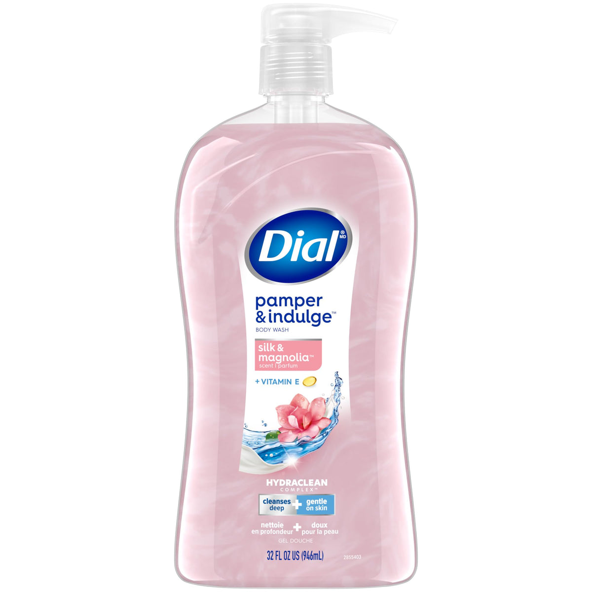Dial Body Wash, Refresh & Renew Coconut Water, 32 Fl Oz, Hydraclean Complex & Vitamin E, Gentle, Leaves Skin Feeling Nourished, Dermatologist-Tested, No Parabens & Sulfates