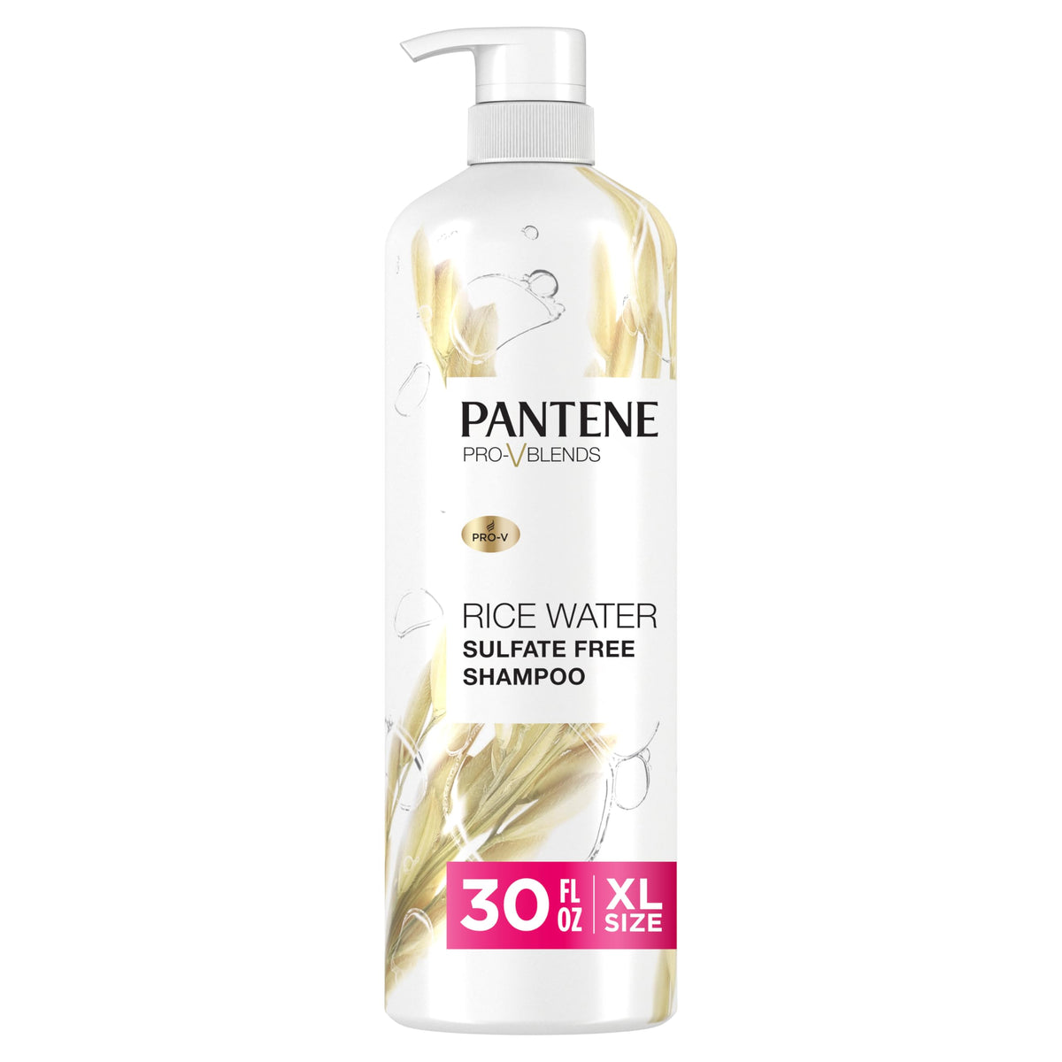 Pantene Sulfate Free Rose Water Shampoo, Soothes, Replenishes Hydration, Safe for Color Treated Hair, Nutrient Infused with Vitamin B5 and Antioxidants, Pro-V Blends, 30.0 oz