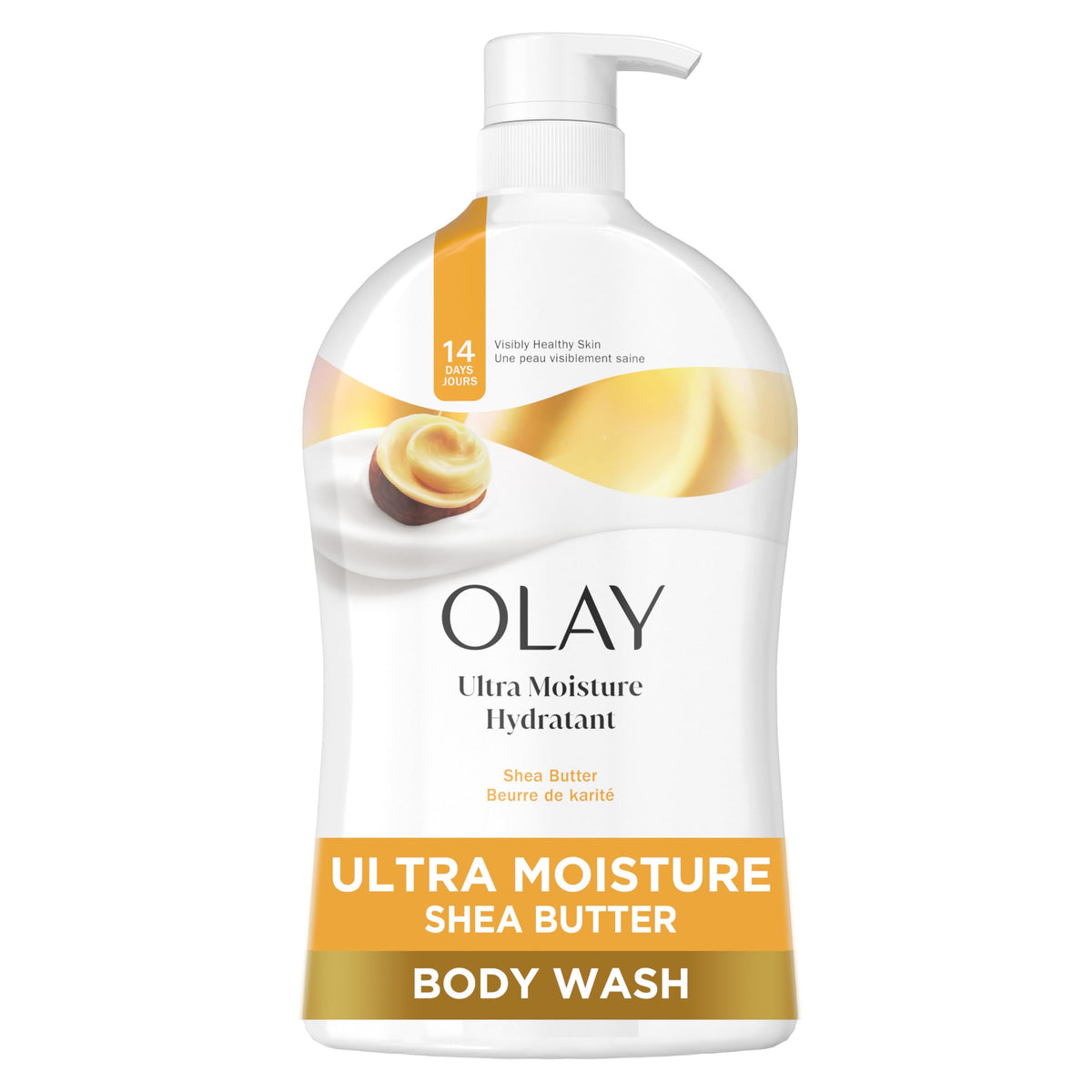 Olay Body Wash for Women, Ultra Moisture, 24/7 Moisture Barrier Repair, Hydrating Formula for Visibly Healthy Soft Skin, Vitamin B3 & Hyaluronic Blend, For All Skin Types, Shea Butter Scent, 35 fl oz