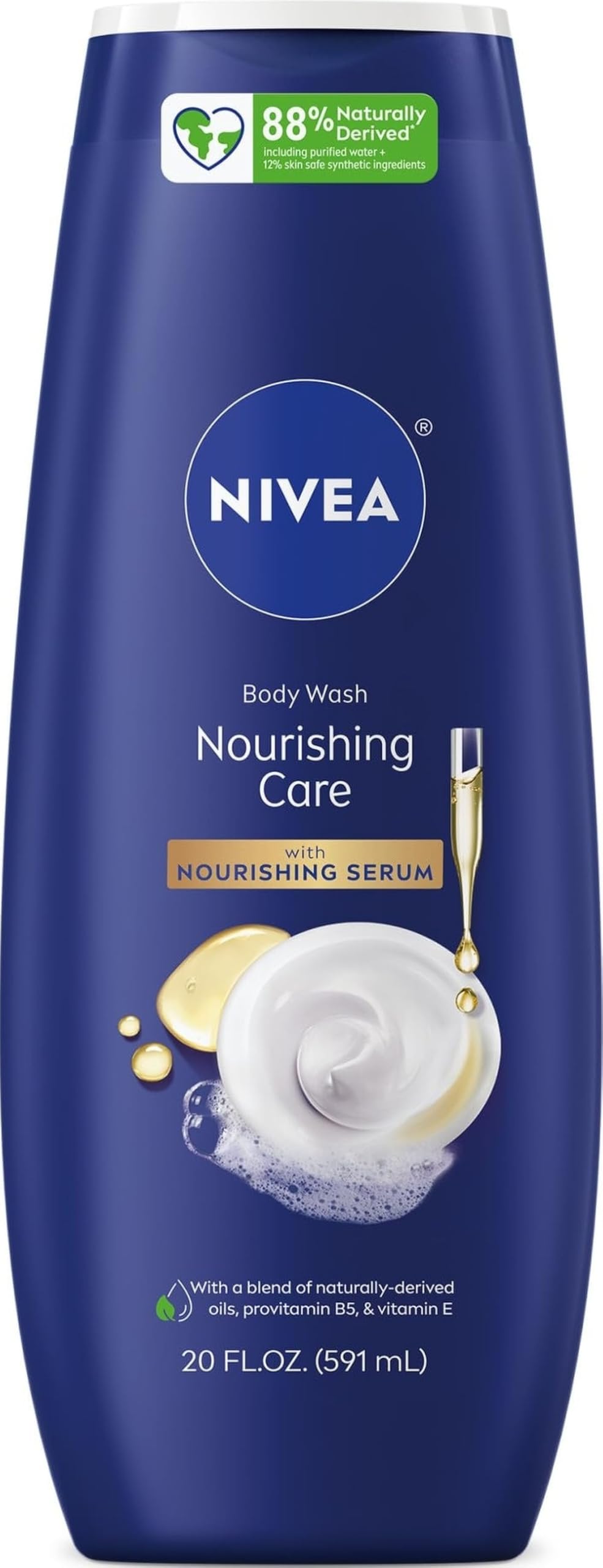 NIVEA Nourishing Shea Butter Body Wash, Nourishing Serum, 20 FL OZ