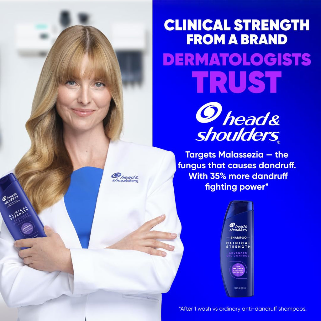 Head & Shoulders Clinical Strength Advanced Oil Control Anti-Dandruff Shampoo, 1% Selenium Sulfide, Stubborn Dandruff, 13.5 fl oz