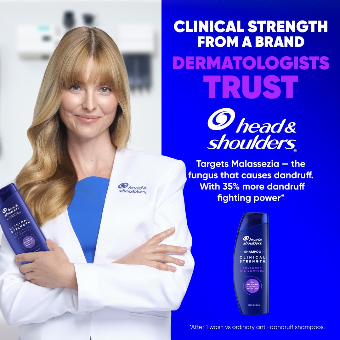 Head & Shoulders Clinical Strength Advanced Oil Control Anti-Dandruff Shampoo, 1% Selenium Sulfide, Stubborn Dandruff, 13.5 fl oz