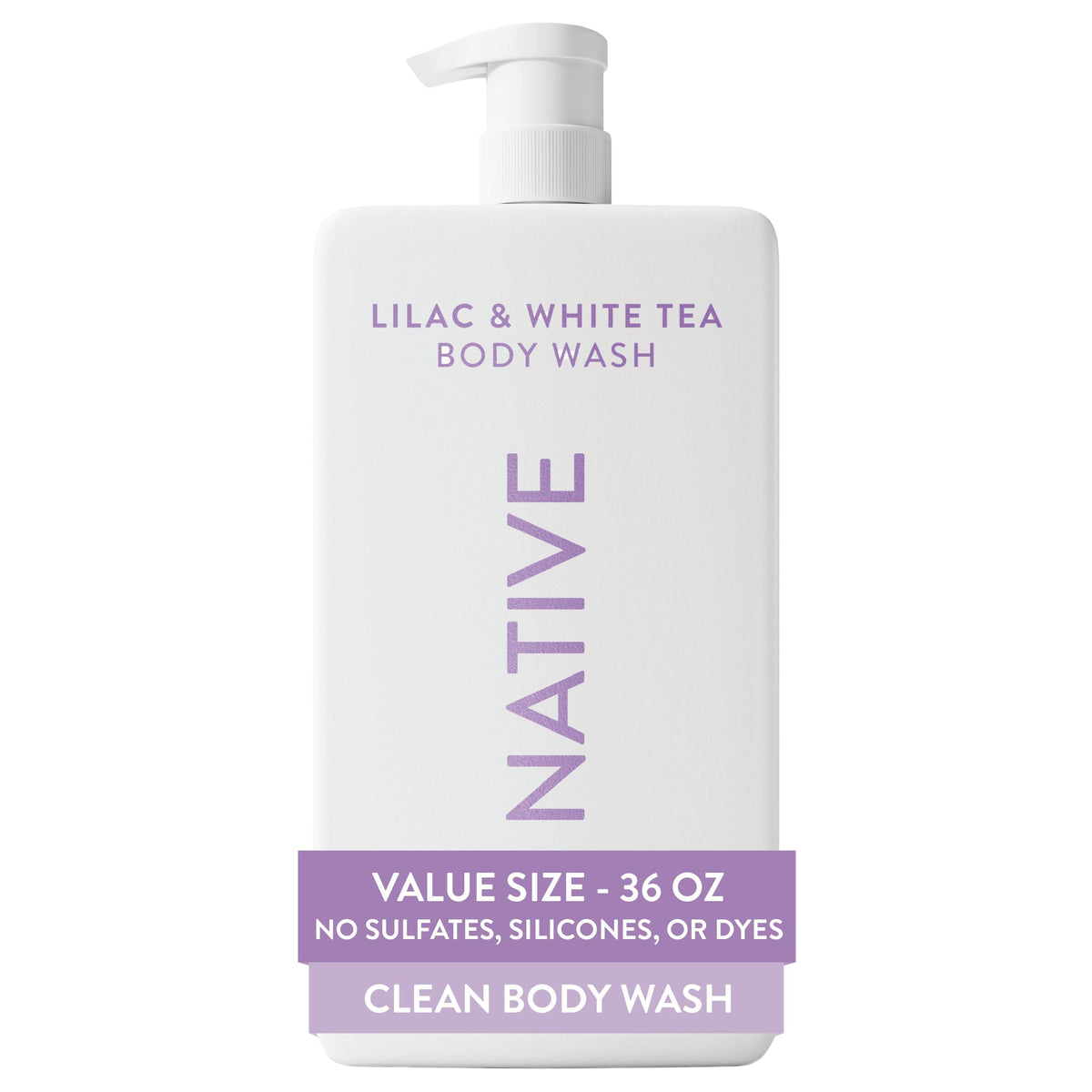 Native Clean Body Wash, Gentle & pH-balanced for Sensitive Skin, 24-Hr Freshness for Women & Men, Vegan & Cruelty-Free, Free of Sulfates, Parabens & Phthalates, Sea Salt & Cedar, 36 oz
