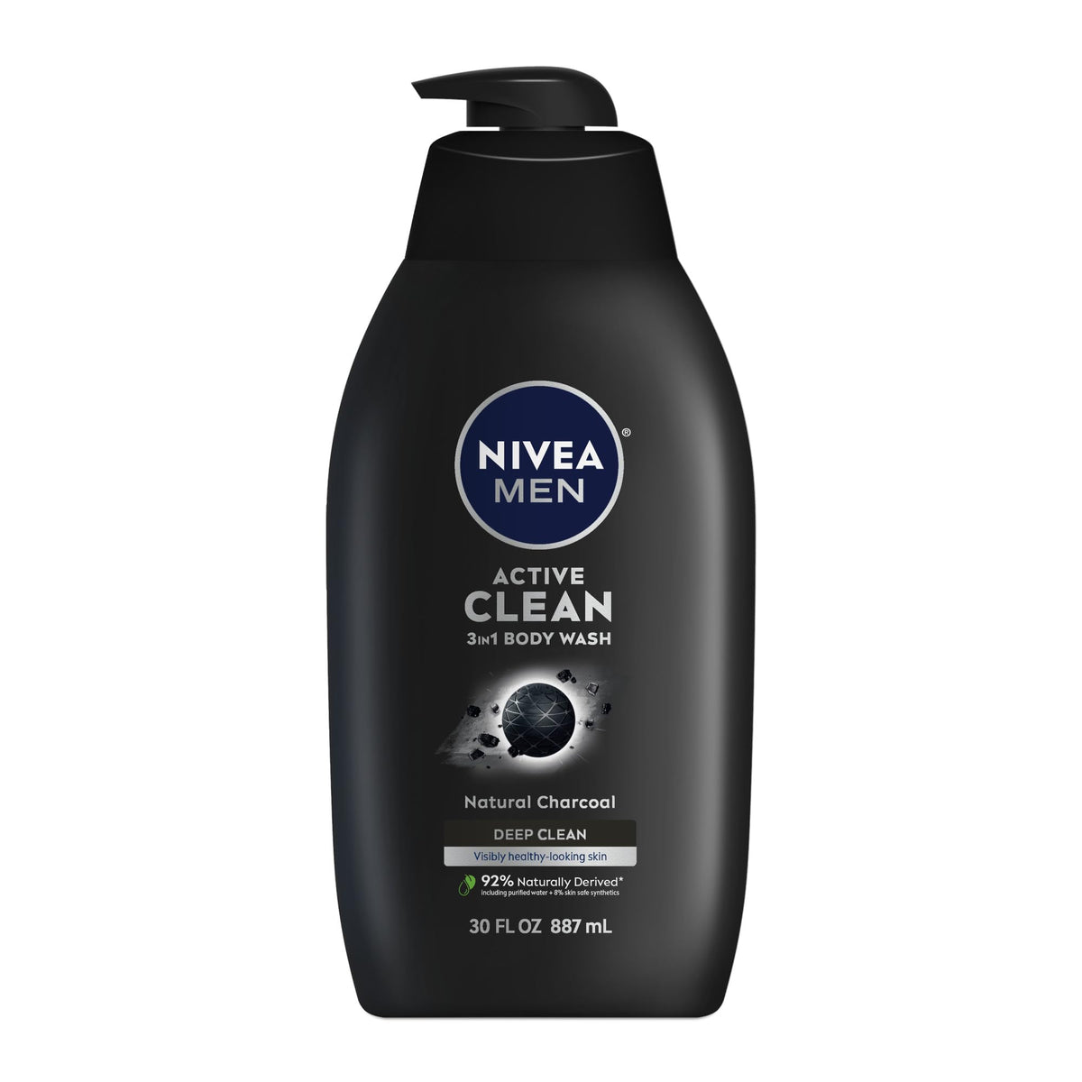 NIVEA MEN Active Clean 3-in-1 Body Wash, Mulitpack, 3 x 16.9 FL OZ