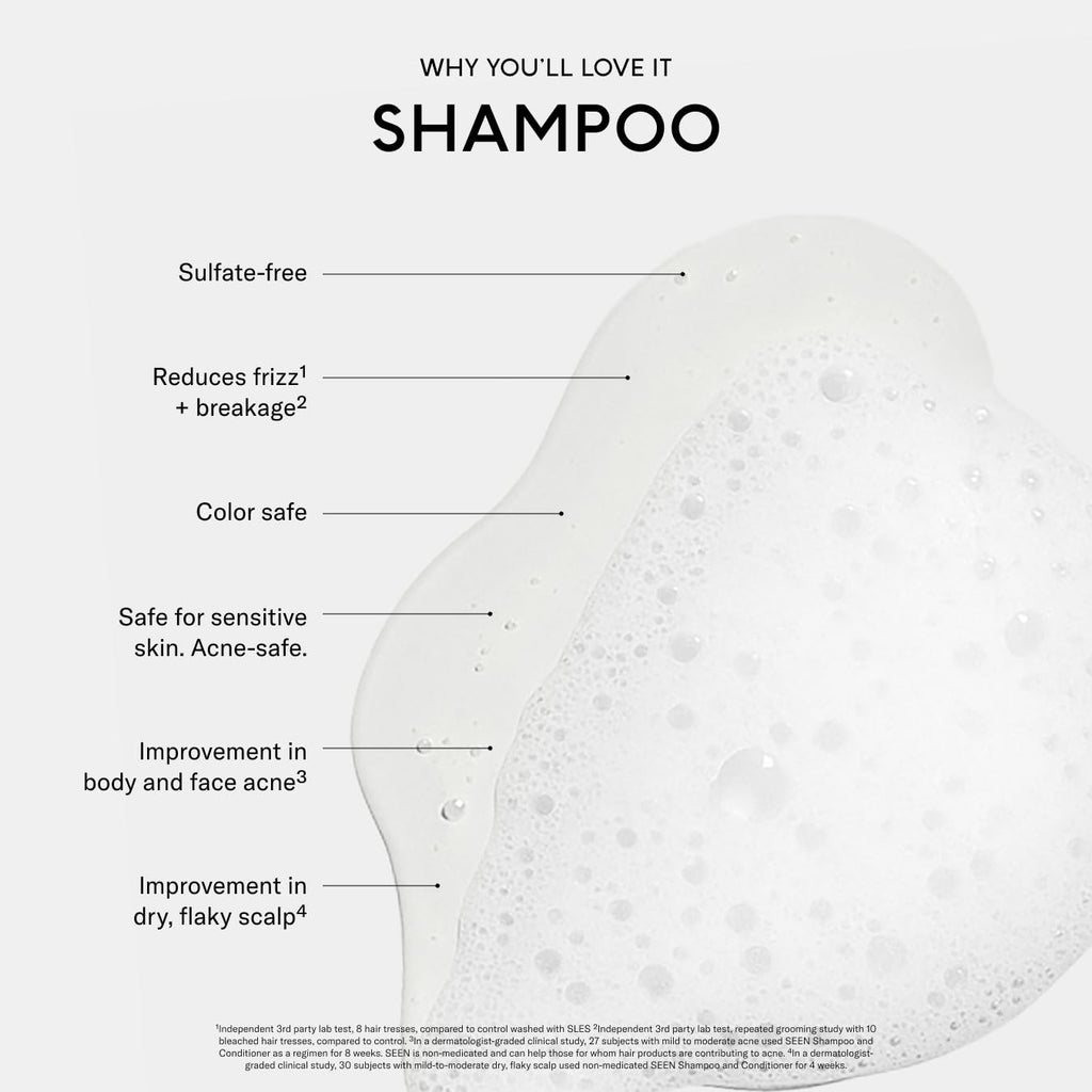 SEEN Shampoo, Fragrance Free - Non-Comedogenic Hair Shampoo- Dermatologist-Developed - Safe for Sensitive, Eczema & Acne Prone Skin