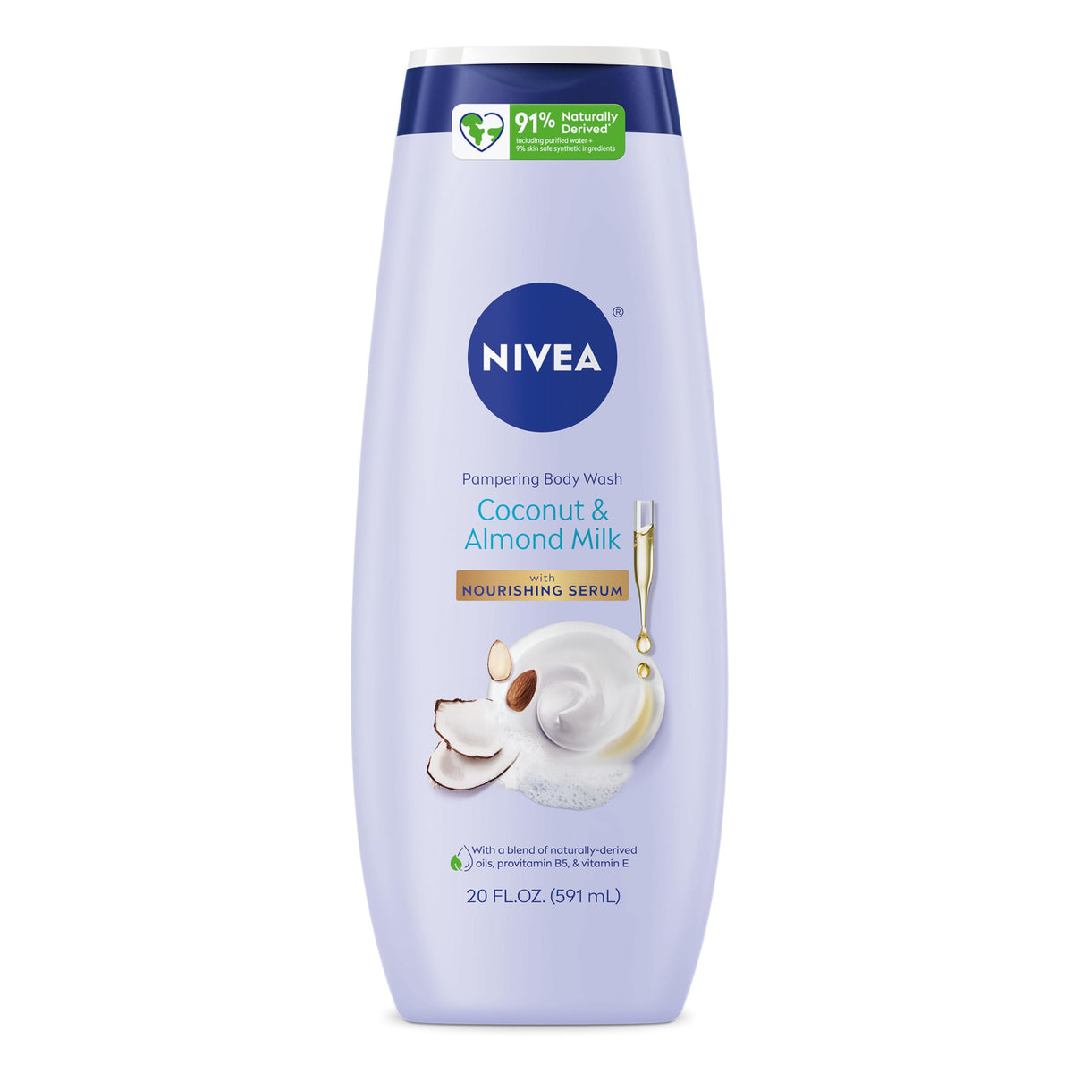NIVEA Pampering Coconut and Almond Milk Body Wash, 20 FL OZ