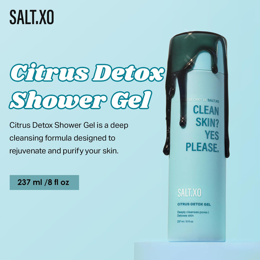 salt.xo Citrus Detox Gel Shower Gel, Deep Cleansing Body and Face Cleanser, pH Balancing Shower Gel for Fight Acne, Unclog Pores, Cruelty and Paraben-Free Body Wash Gel (8 Fl Oz)