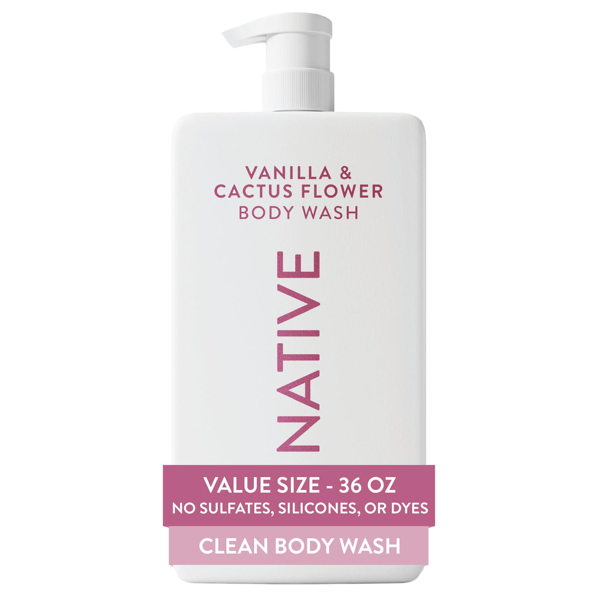 Native Clean Body Wash, Gentle & pH-balanced for Sensitive Skin, 24-Hr Freshness for Women & Men, Vegan & Cruelty-Free, Free of Sulfates, Parabens & Phthalates, Sweet Peach & Nectar, 36 oz