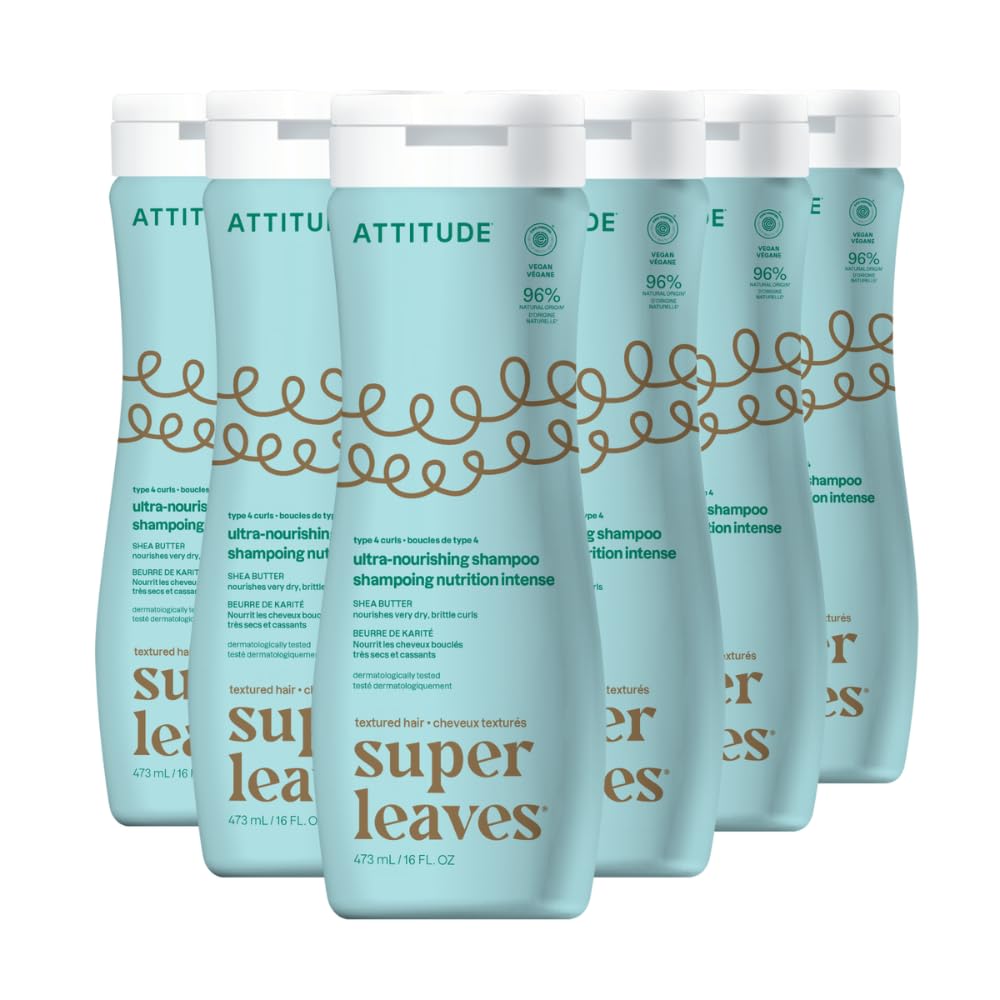 ATTITUDE Nourishing Hair Shampoo, EWG Verified, For Dry and Damaged Hair, Naturally Derived Ingredients, Vegan and Plant Based, Grapeseed Oil and Olive Leaves, 32 Fl Oz