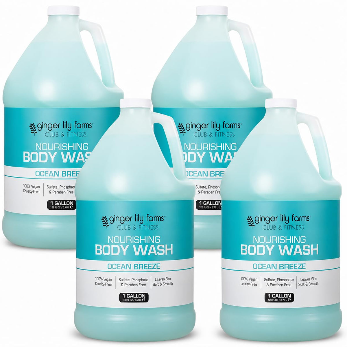 Ginger Lily Farms Club & Fitness Body Wash, 128oz, Fragrance Free