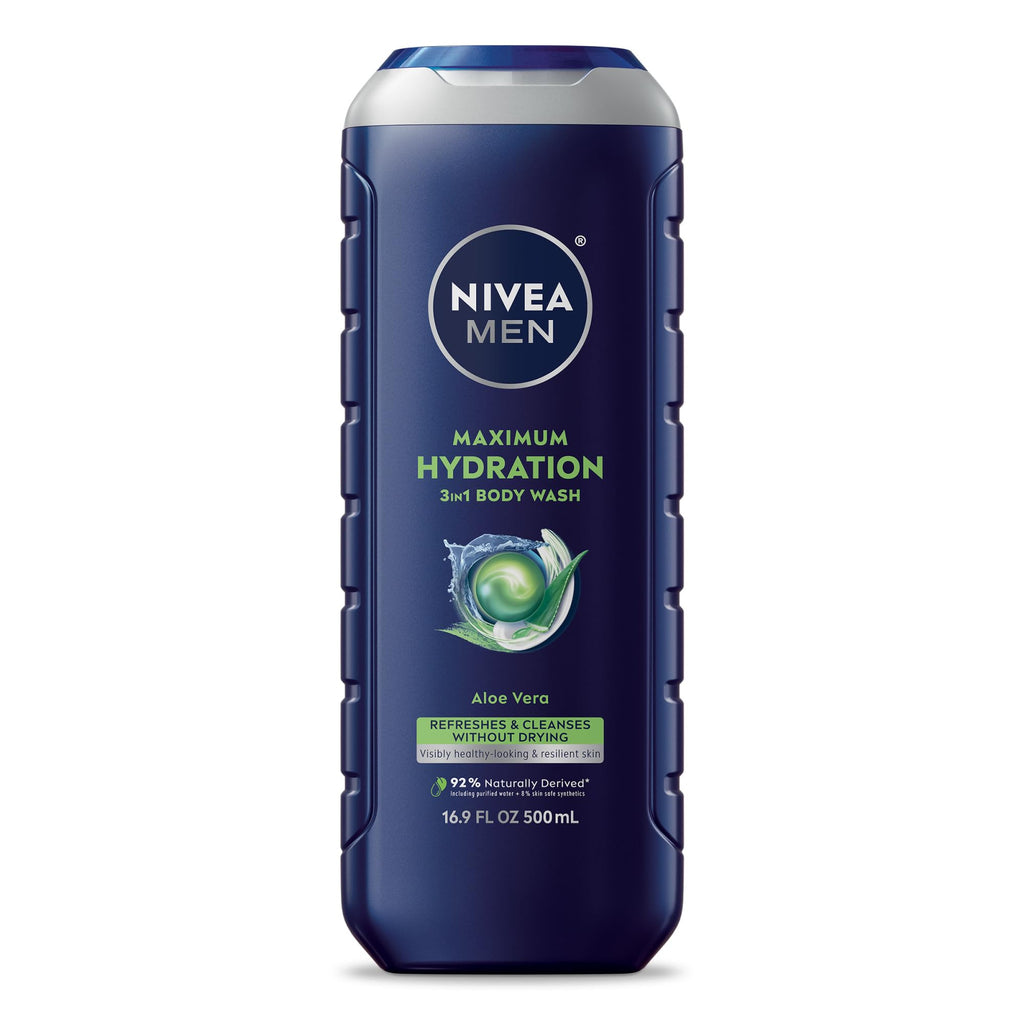NIVEA MEN Maximum Hydration 3-in-1 Body Wash, Multipack, 3 x 16.9 FL OZ