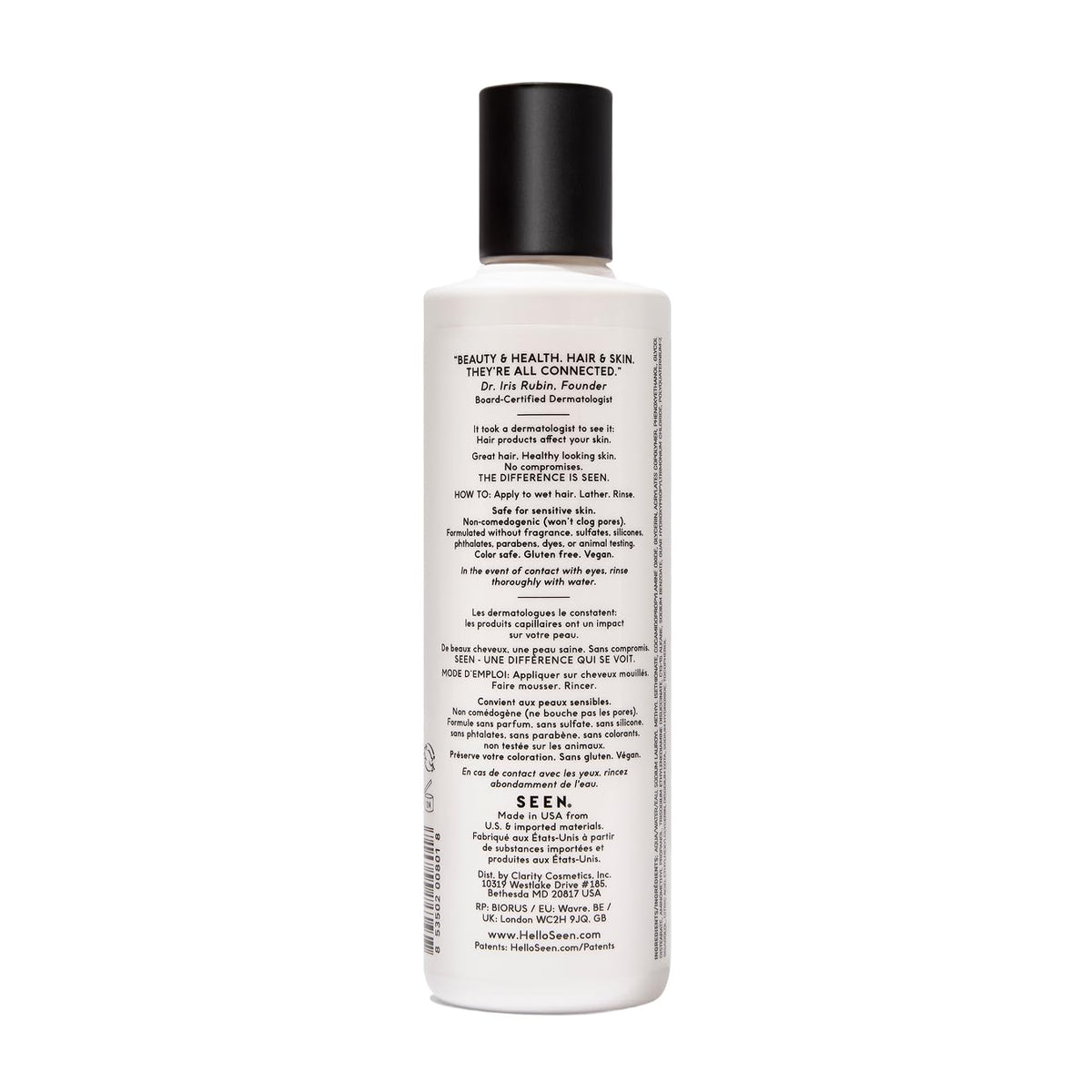 SEEN Shampoo, Fragrance Free - Non-Comedogenic Hair Shampoo- Dermatologist-Developed - Safe for Sensitive, Eczema & Acne Prone Skin