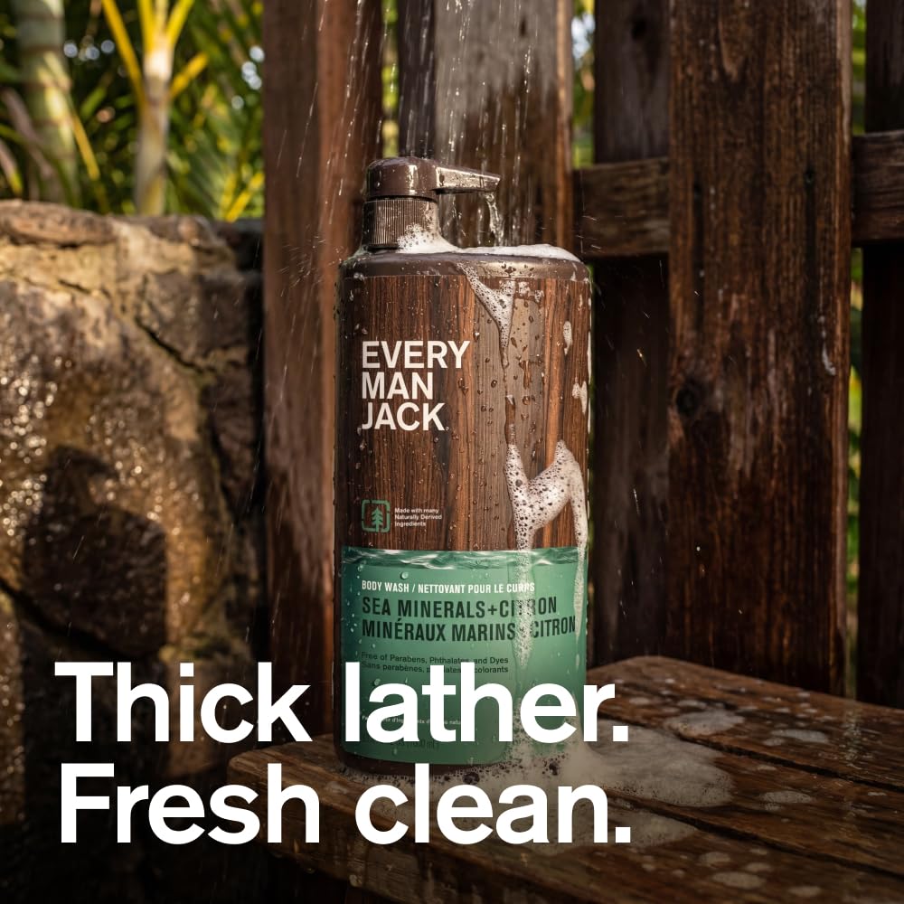 Every Man Jack Hydrating Body Wash for Men, Sea Minerals Citron, 2pk