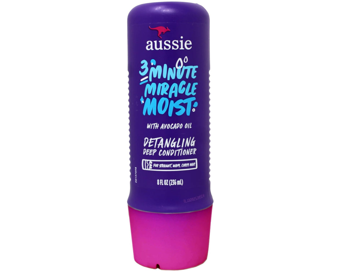 Aussie 3 Minute Miracle Moist Deep Conditioner for Dry Hair, Avocado & Jojoba Oil, Safe for Color Treated Hair, Nourishing Hydration, Silky Shine, Paraben-Free, 16 Fl Oz Each, Triple Pack