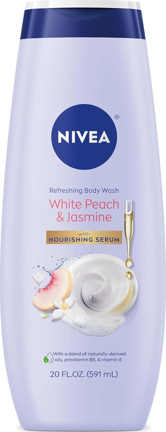 NIVEA Refreshing White Peach and Jasmine Body Wash, 20 FL OZ