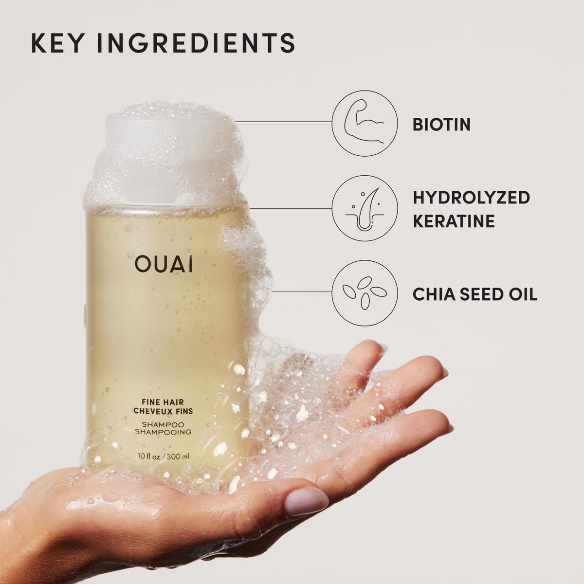 OUAI Fine Hair Shampoo - Biotin Thickening Shampoo for Thin Hair (10 Fl Oz)