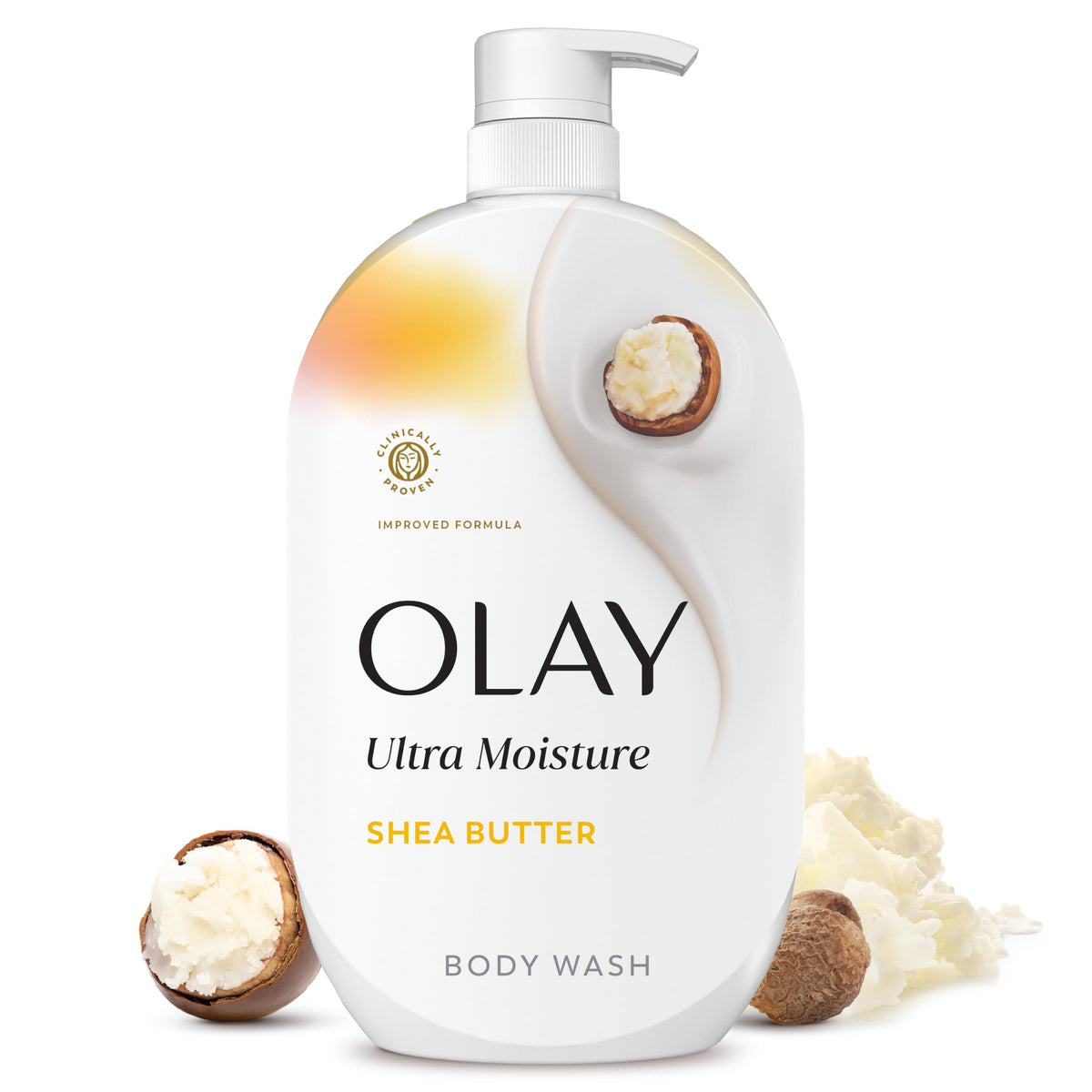 Olay Body Wash for Women, Ultra Moisture, 24/7 Moisture Barrier Repair, Hydrating Formula for Visibly Healthy Soft Skin, Vitamin B3 & Hyaluronic Blend, For All Skin Types, Shea Butter Scent, 35 fl oz