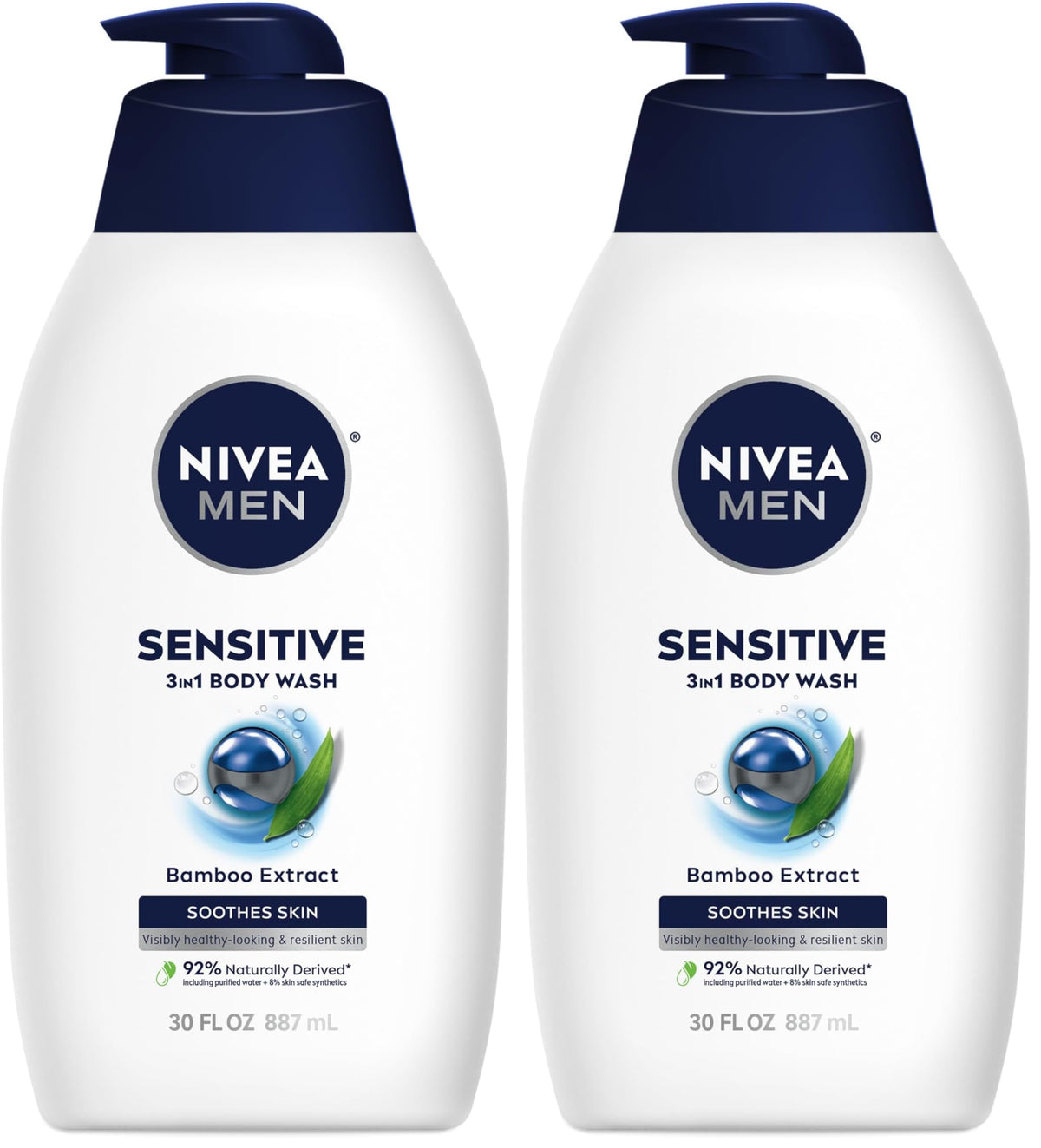 NIVEA MEN Sensitive 3-in-1 Body Wash, Mulitpack, 3 x 16.9 FL OZ