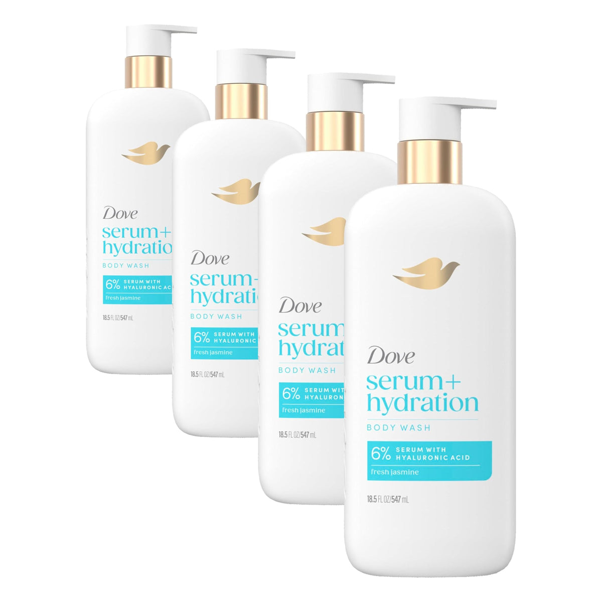 Dove Serum+ Hydration Body Wash Hyaluronic Acid 6% Hydration Serum, 18.5 oz