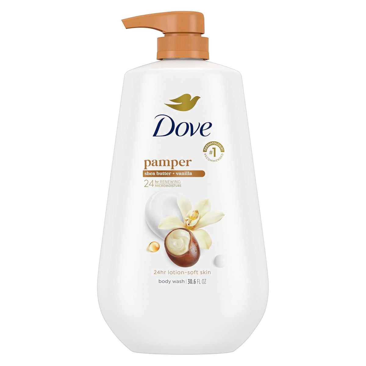 Dove Body Wash Pamper Shea Butter & Vanilla 30.6 oz Pump, Sulfate Free