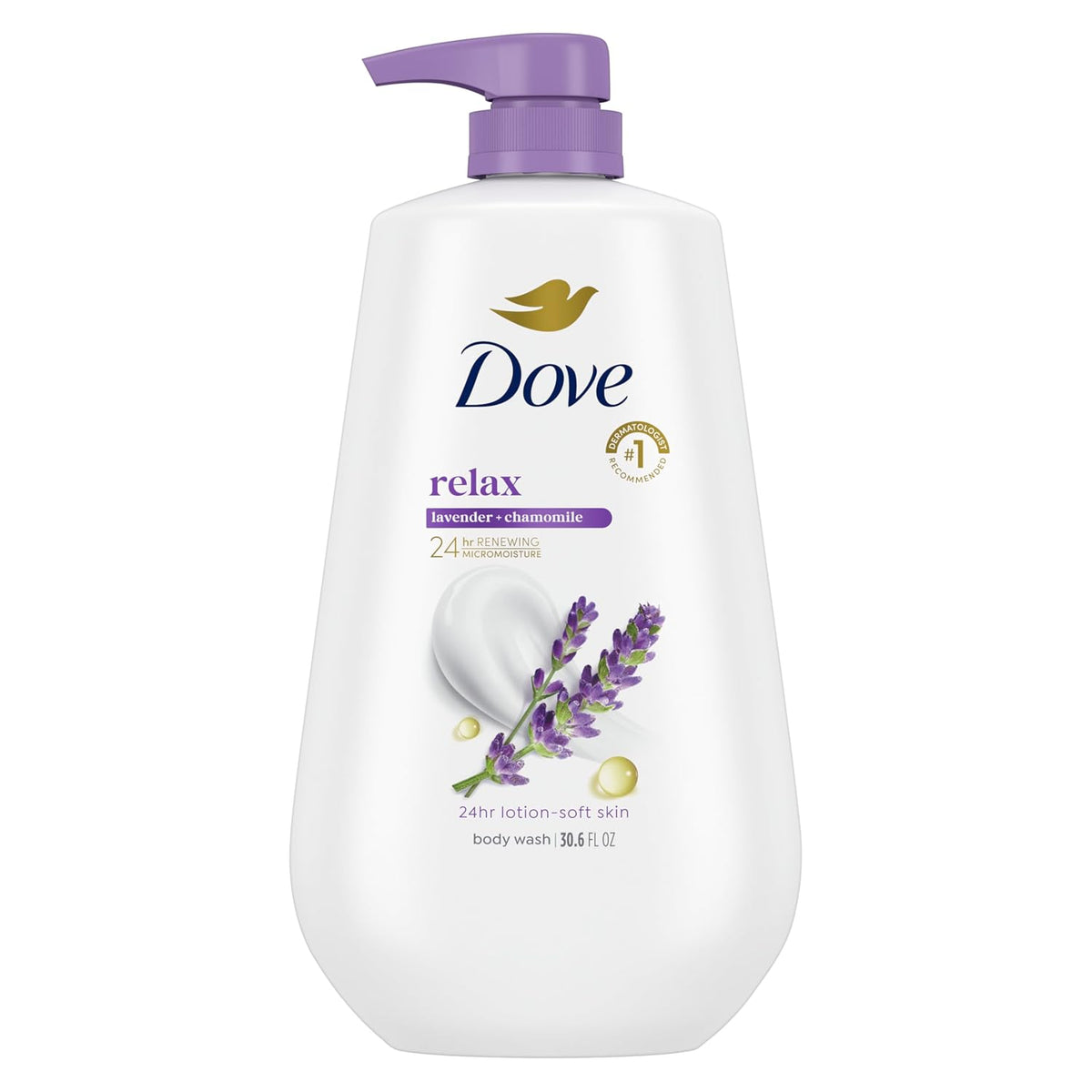 Dove Body Wash Relax Lavender Oil & Chamomile 30.6 oz Pump, Sulfate Free