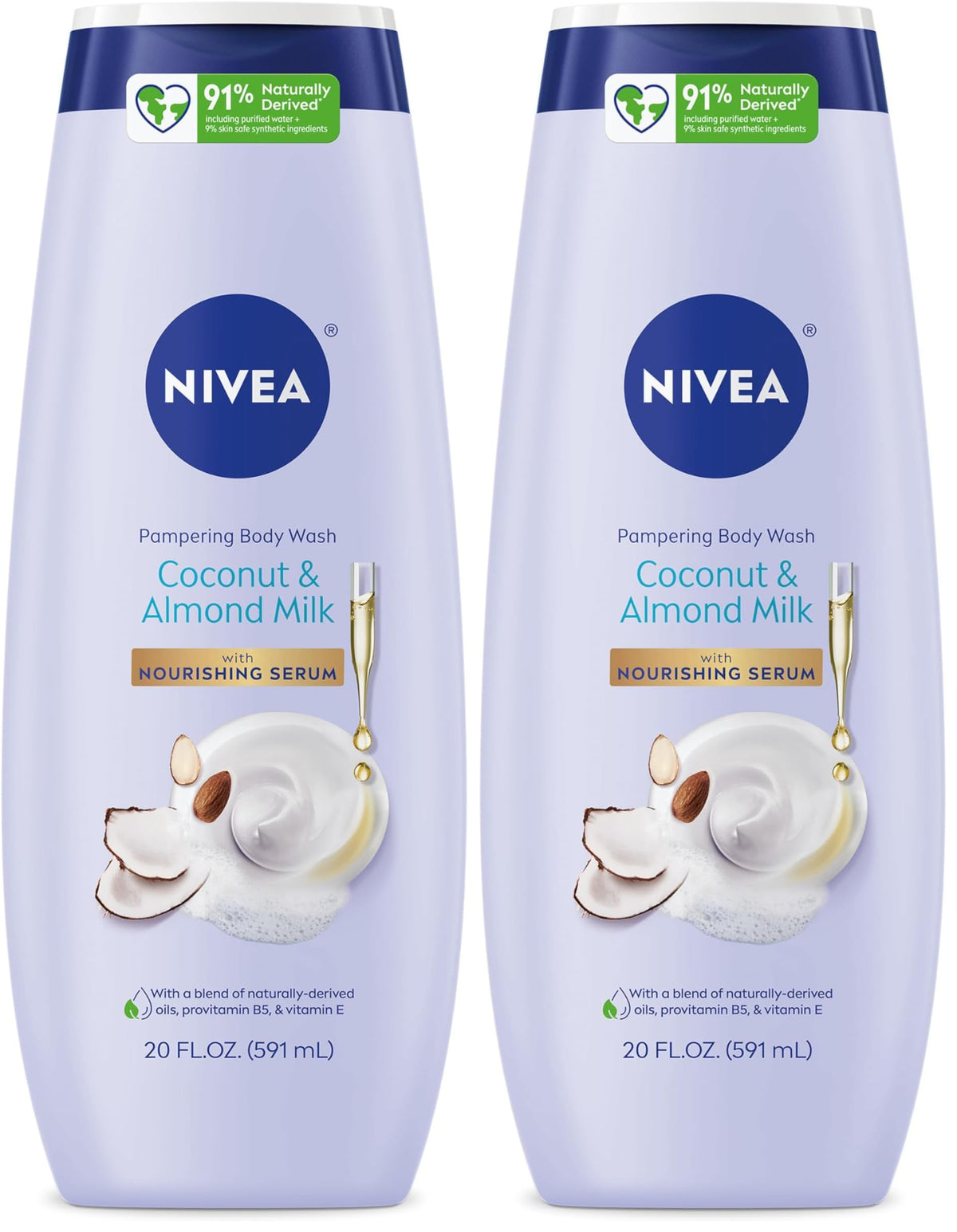 NIVEA Pampering Coconut and Almond Milk Body Wash, 20 FL OZ