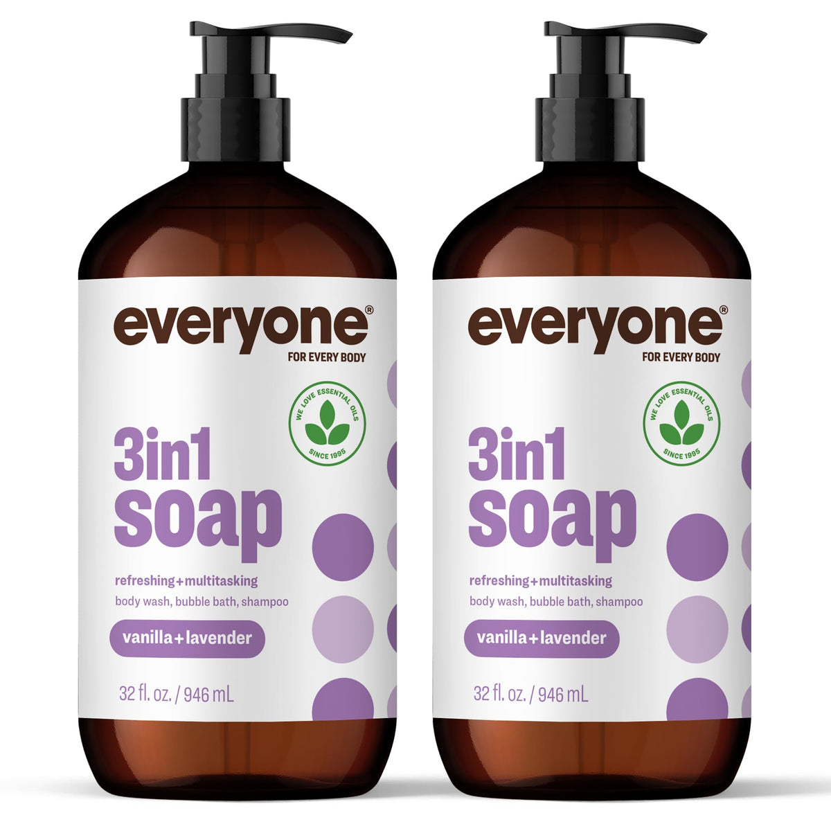 Everyone 3-in-1 Soap Body Wash Shampoo Bubble Bath Unscented 32oz 2pk