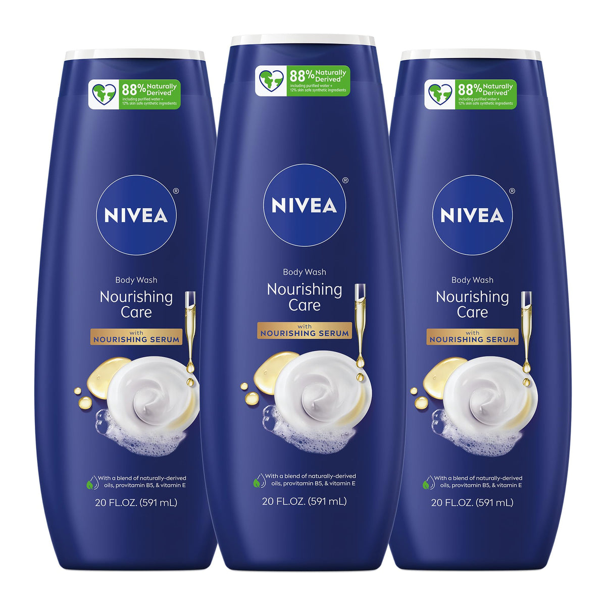NIVEA Nourishing Shea Butter Body Wash, Nourishing Serum, 20 FL OZ