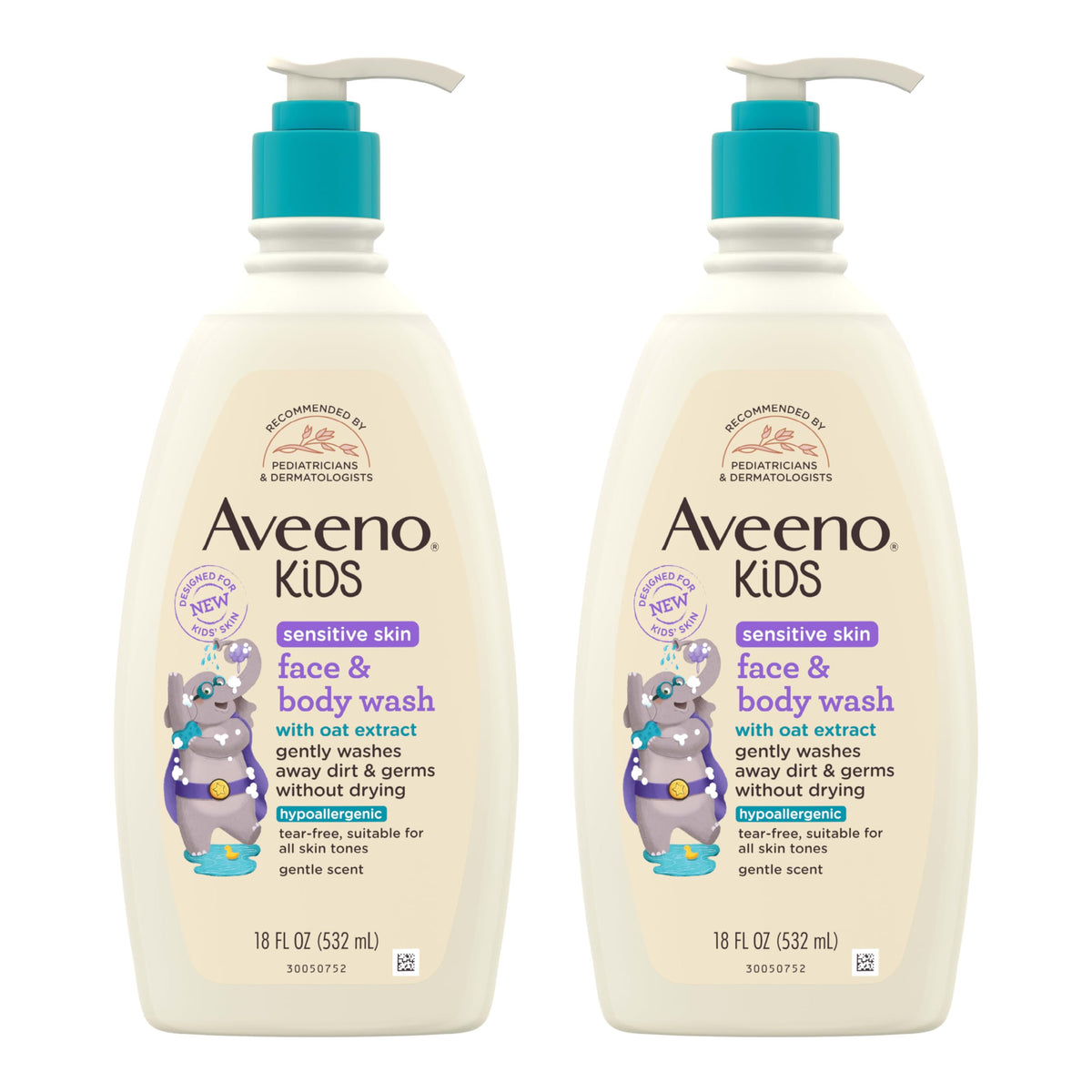 Aveeno Kids Face & Body Wash, Sensitive Skin, 18 fl. oz