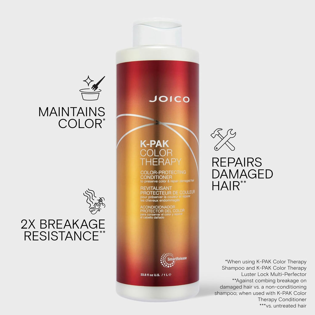 Joico K-PAK Color Therapy Color-Protecting Conditioner | For Color-Treated Hair | Boost Shine | Improve Elasticity | Repair Breakage | Rebuild Damaged Hair | With Keratin & Argan Oil